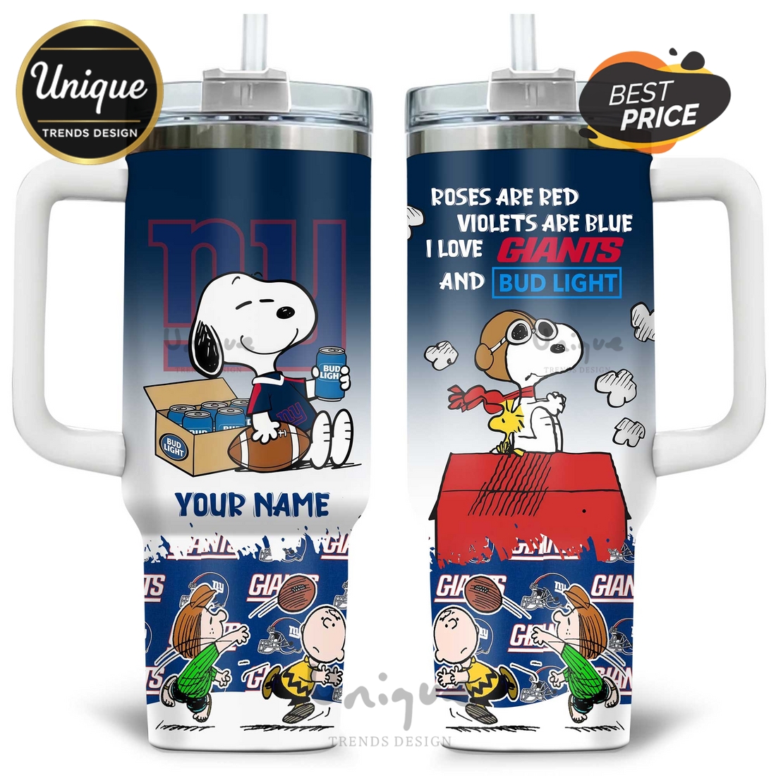 New York Giants Snoopy Roses Are Red Personalized Tumblers 40oz New York Giants Snoopy Roses Are Red Personalized Tumblers 40oz