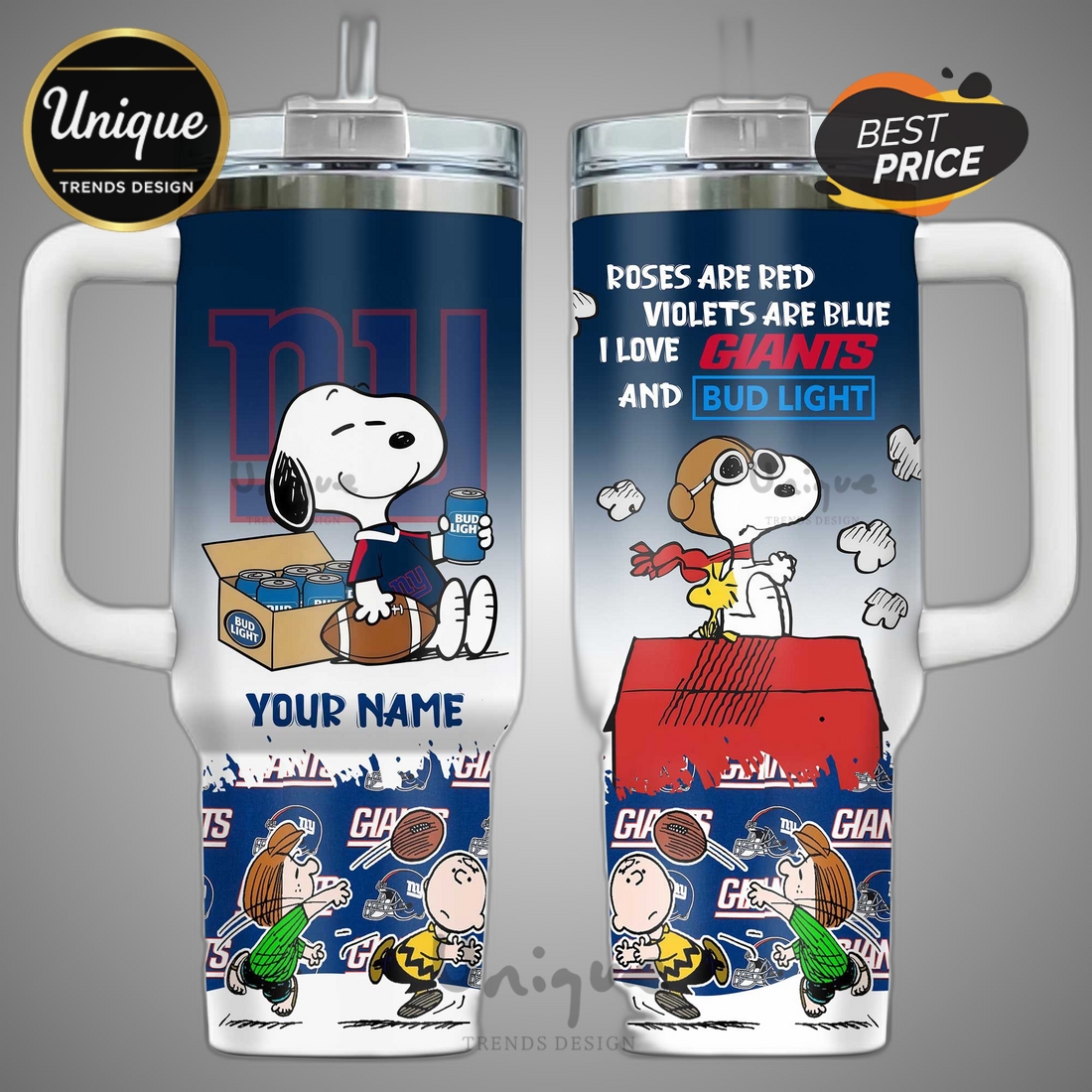 New York Giants Snoopy Roses Are Red Personalized Tumblers 40oz New York Giants Snoopy Roses Are Red Personalized Tumblers 40oz