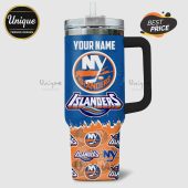 Personalized NY Islanders tumbler with logo and space for a name!