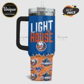 Tumbler featuring 'Light the House' text and New York Islanders logos!