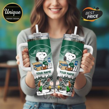 New York Jets Snoopy Bud Light Personalized Football Tumbler