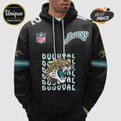 Black quilted hoodie featuring Jacksonville Jaguars logos, 'DUUUVAL' text, and a roaring jaguar.!