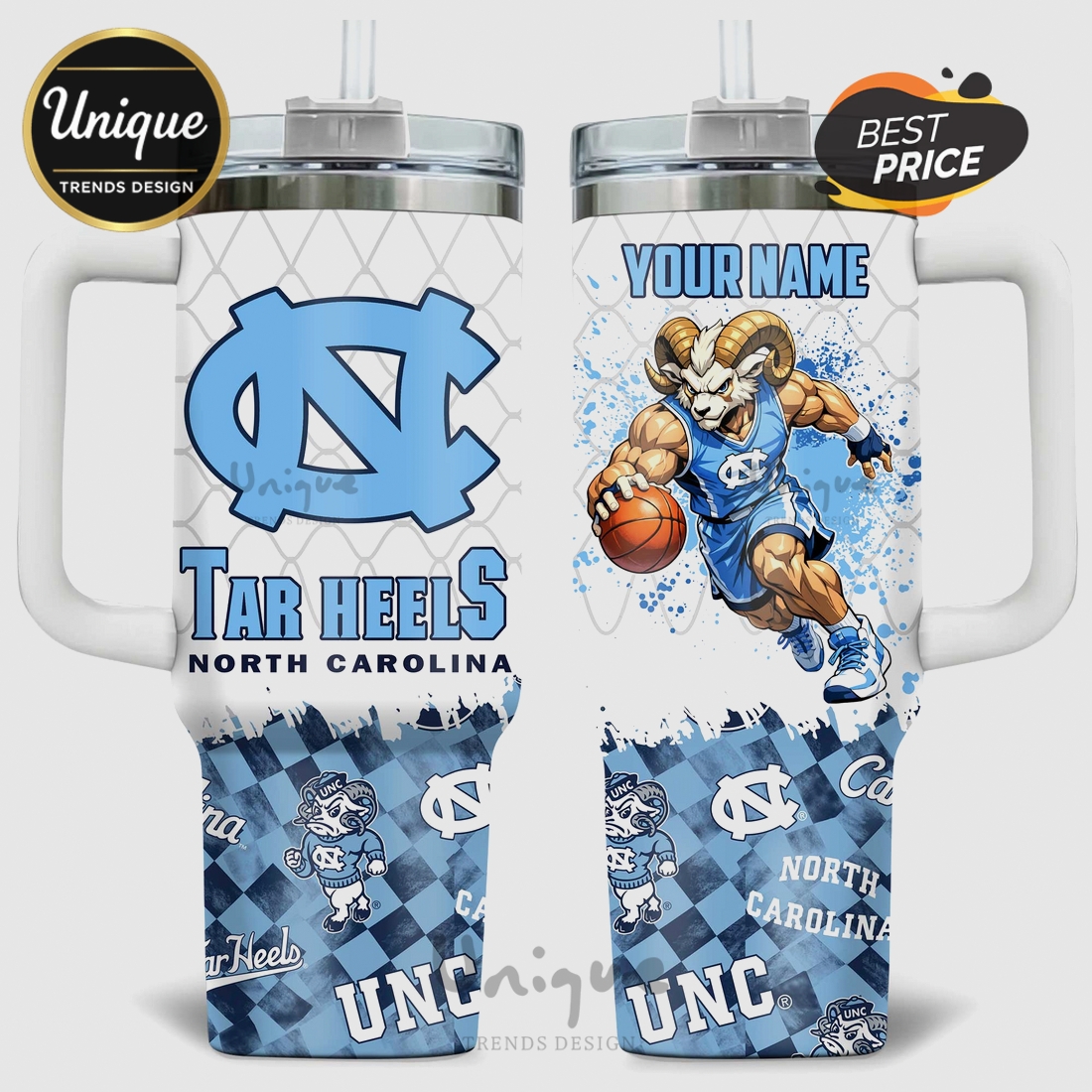 North Carolina Tar Heels NCAA Basketball Personalized 40oz Tumbler North Carolina Tar Heels NCAA Basketball Personalized 40oz Tumbler