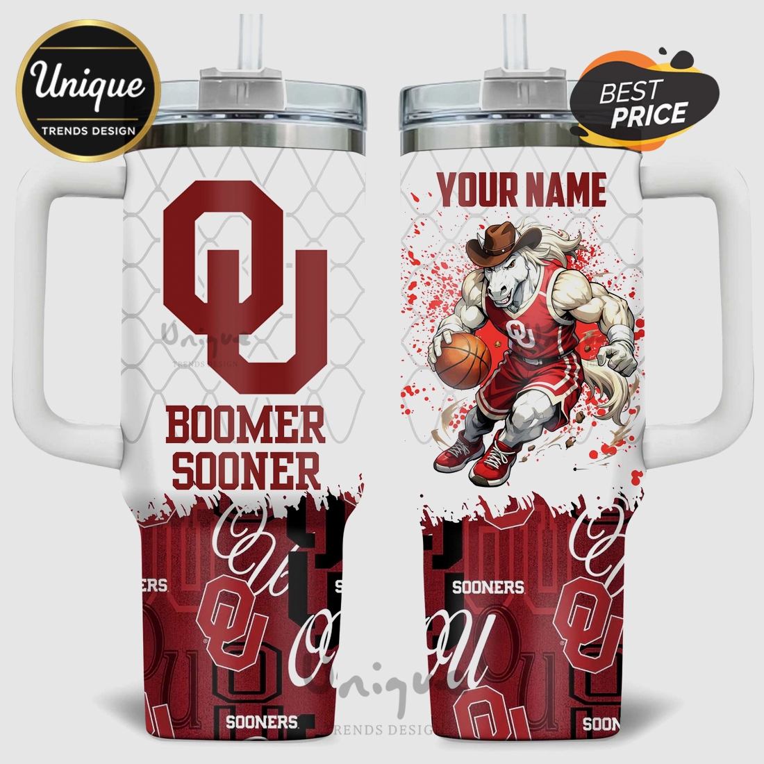 Oklahoma Sooners Basketball Mascot 40oz Tumbler Oklahoma Sooners Basketball Mascot 40oz Tumbler