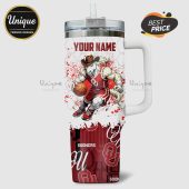 Personalized Oklahoma Sooners tumbler with a cowboy horse playing basketball design.!