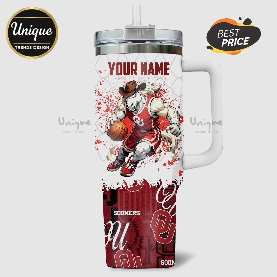 Oklahoma Sooners Basketball Mascot 40oz Tumbler Oklahoma Sooners Basketball Mascot 40oz Tumbler