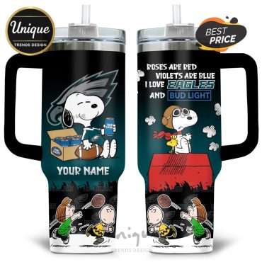 Philadelphia Eagles Snoopy Bud Light Personalized 40oz Tumbler