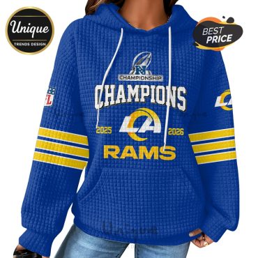 Rams Champions 2025-2026 National Football Conference Waffle Hoodie