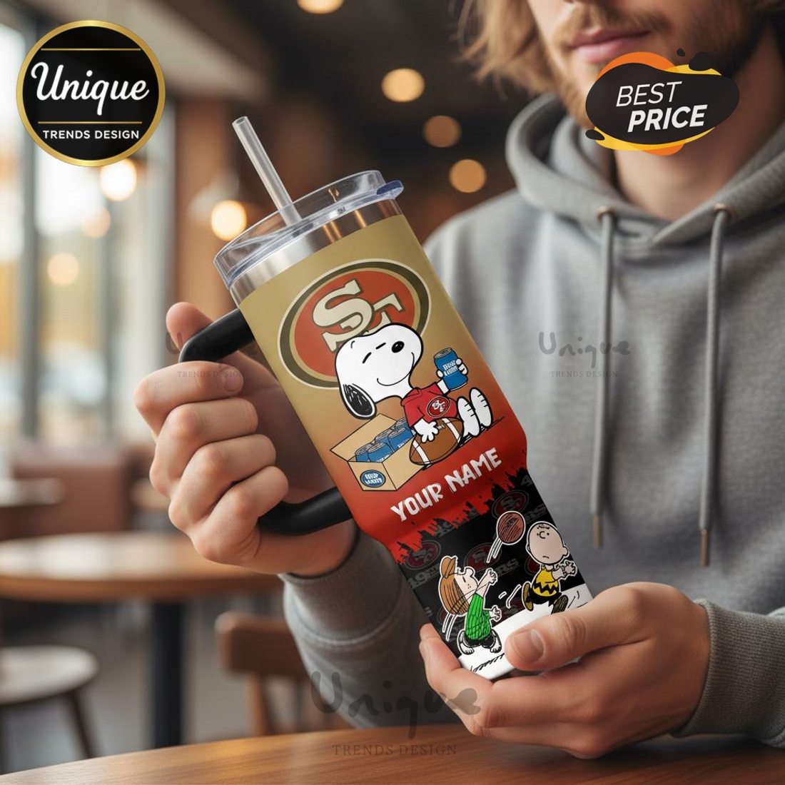 San Francisco 49ers Snoopy Personalized 3D Graphic Stainless Steel Tumbler San Francisco 49ers Snoopy Personalized 3D Graphic Stainless Steel Tumbler