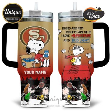 San Francisco 49ers Snoopy Personalized 3D Graphic Stainless Steel Tumbler