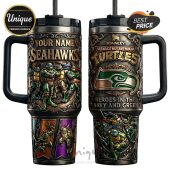 Tumbler shows the Seattle Seahawks and Teenage Mutant Ninja Turtles mashup with option to add your name.!