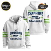 White Seahawks Champions hoodie featuring the years 2025 and 2026 with the Seahawks logo.!