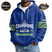 Seattle Seahawks 2025-2026 NFC Champions Zip Waffle Hoodie