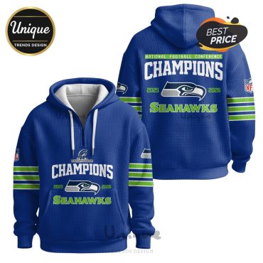 Seattle Seahawks 2025-2026 NFC Champions Zip Waffle Hoodie