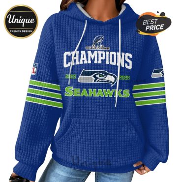 Seattle Seahawks Champions 2025-2026 NFC Waffle Hoodie