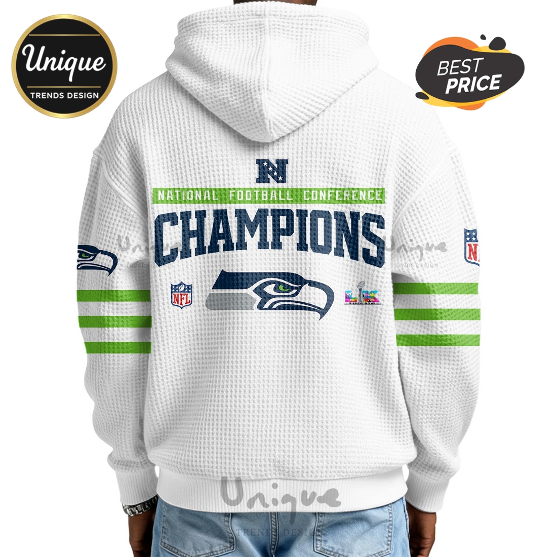 Seattle Seahawks National Football Champions Zip Waffle Hoodie Seattle Seahawks National Football Champions Zip Waffle Hoodie