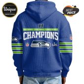 Blue hoodie with Seattle Seahawks theme, text reads 'Champions'.!