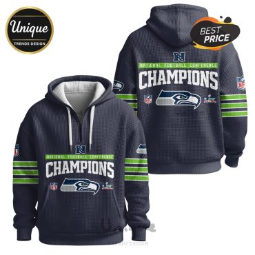 Seattle Seahawks NFC Champions Football Fan Zip Waffle Hoodie