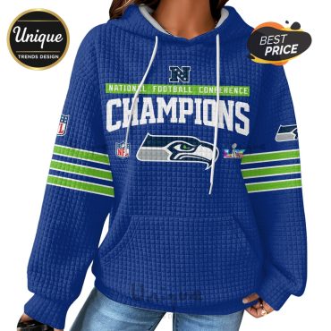 Seattle Seahawks NFC Champions Zip Waffle Hoodie 2026