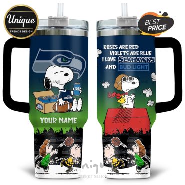 Seattle Seahawks Snoopy Bud Light Personalized Tumbler