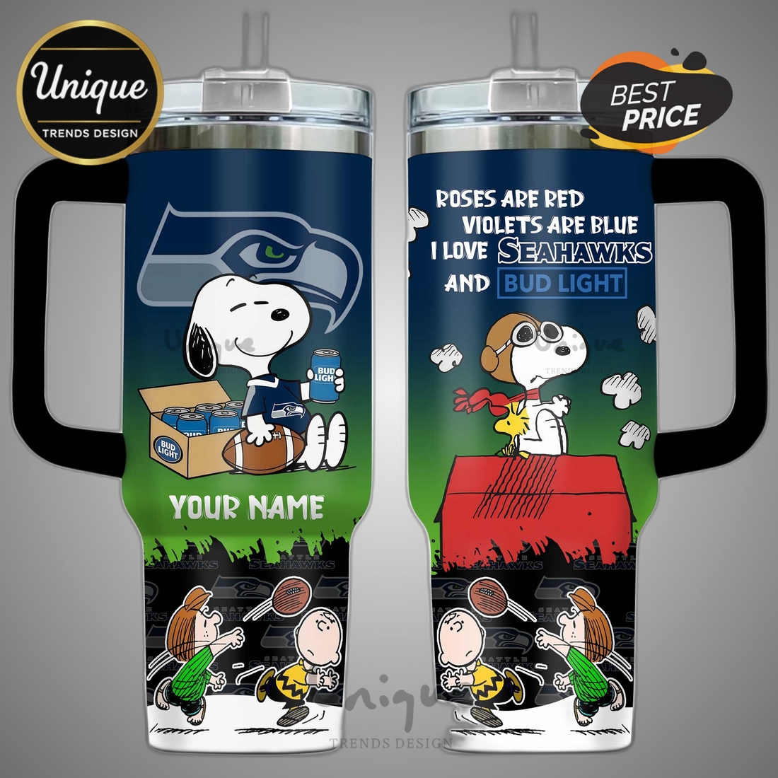 Seattle Seahawks Snoopy Bud Light Personalized Tumbler Seattle Seahawks Snoopy Bud Light Personalized Tumbler