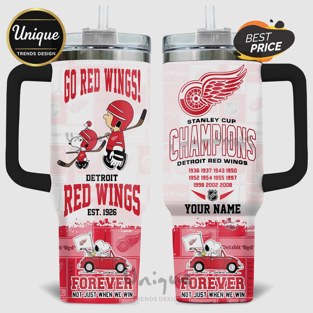 Snoopy Detroit Red Wings Stanley Cup Champions 40oz Tumbler Snoopy Detroit Red Wings Stanley Cup Champions 40oz Tumbler