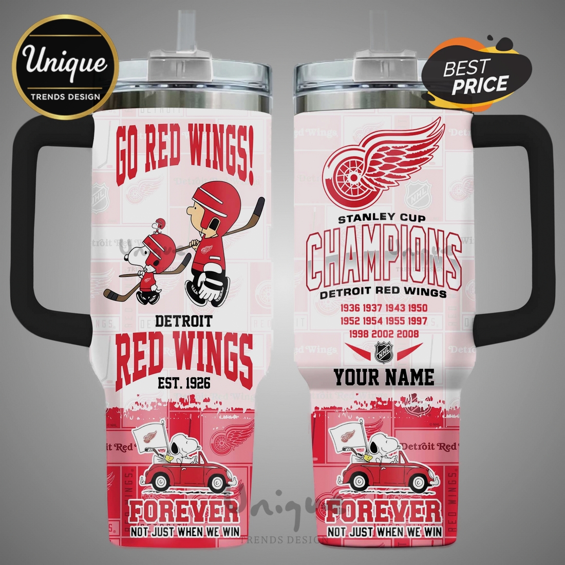 Snoopy Detroit Red Wings Stanley Cup Champions 40oz Tumbler Snoopy Detroit Red Wings Stanley Cup Champions 40oz Tumbler
