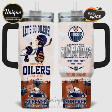 Snoopy Edmonton Oilers Stanley Cup Champions 40oz Tumbler