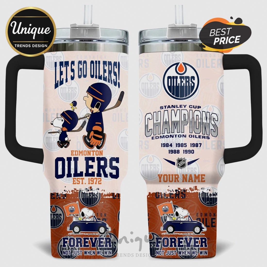 Snoopy Edmonton Oilers Stanley Cup Champions 40oz Tumbler Snoopy Edmonton Oilers Stanley Cup Champions 40oz Tumbler
