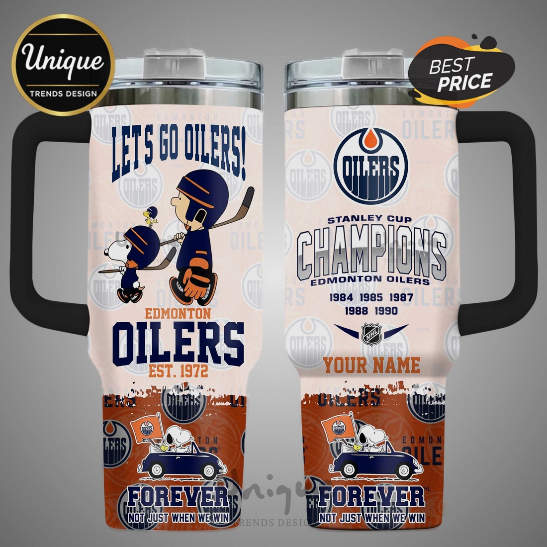 Snoopy Edmonton Oilers Stanley Cup Champions 40oz Tumbler Snoopy Edmonton Oilers Stanley Cup Champions 40oz Tumbler