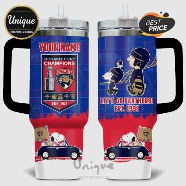 Snoopy Florida Panthers 2x Stanley Cup Champions Personalized 40oz Tumbler