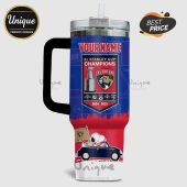Customizable Florida Panthers 2x Stanley Cup Champions tumbler with Snoopy in a car!