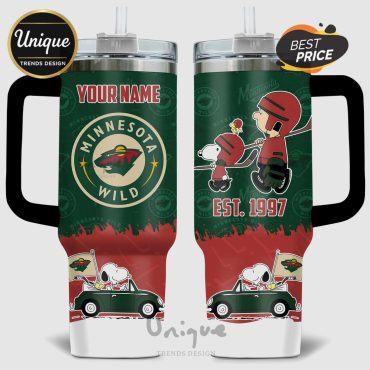 Snoopy Minnesota Wild NHL Personalized 40oz Stanley Style Tumbler