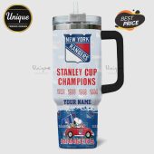 New York Rangers custom tumbler with Snoopy and Stanley Cup Champions years.!