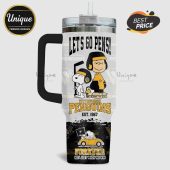Pittsburgh Penguins tumbler featuring Snoopy characters and 'Lets Go Pens' text.!