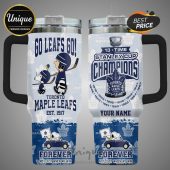 Toronto Maple Leafs tumbler with Snoopy, Charlie Brown, and 13-time Stanley Cup Champions design.!