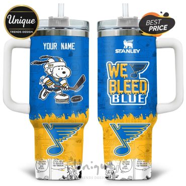 St. Louis Blues Snoopy Peanuts Comic Personalized Stanley Tumbler