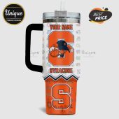 Personalized Syracuse tumbler with orange 'S' and cartoon mascot design!
