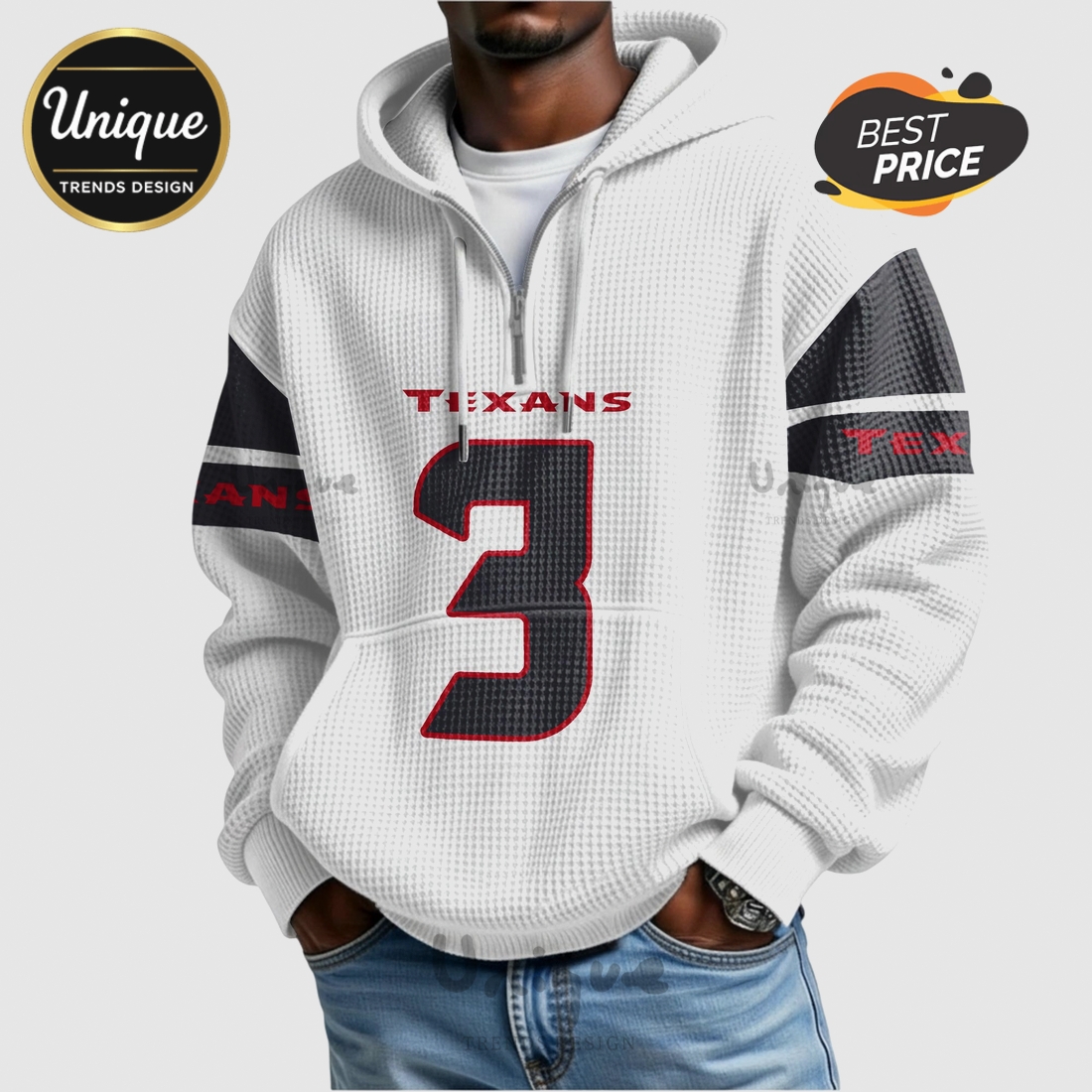 Tank Dell Houston Texans 3 Waffle Quarter Zip Hoodie Tank Dell Houston Texans 3 Waffle Quarter Zip Hoodie