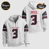 White Texans-themed hoodie with 'TEXANS' and number 3 on the front; 'DEEL' and number 3 on the back.!