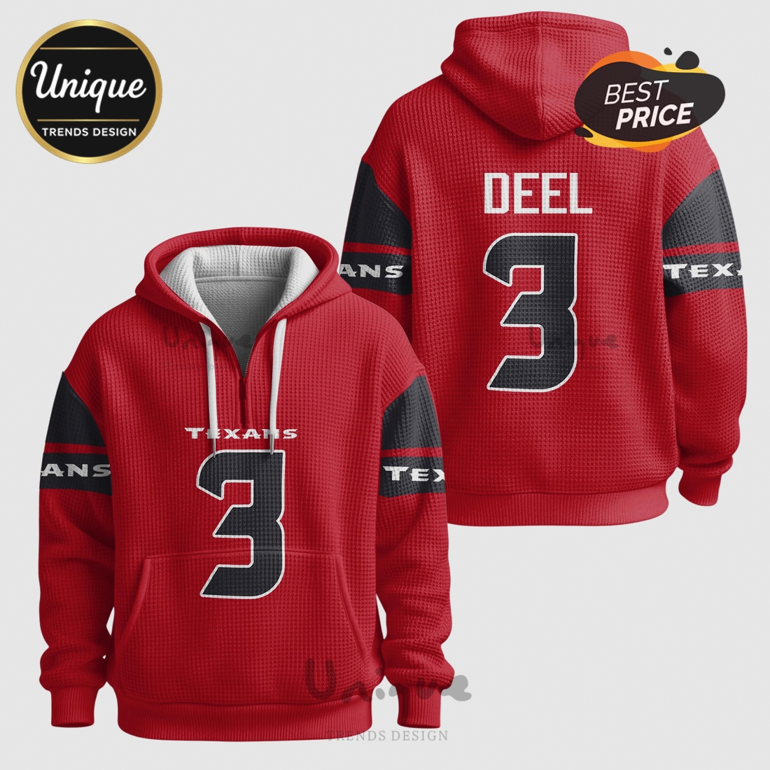 Tank Dell Houston Texans 3 Waffle Quarter-Zip Hoodie Tank Dell Houston Texans 3 Waffle Quarter-Zip Hoodie