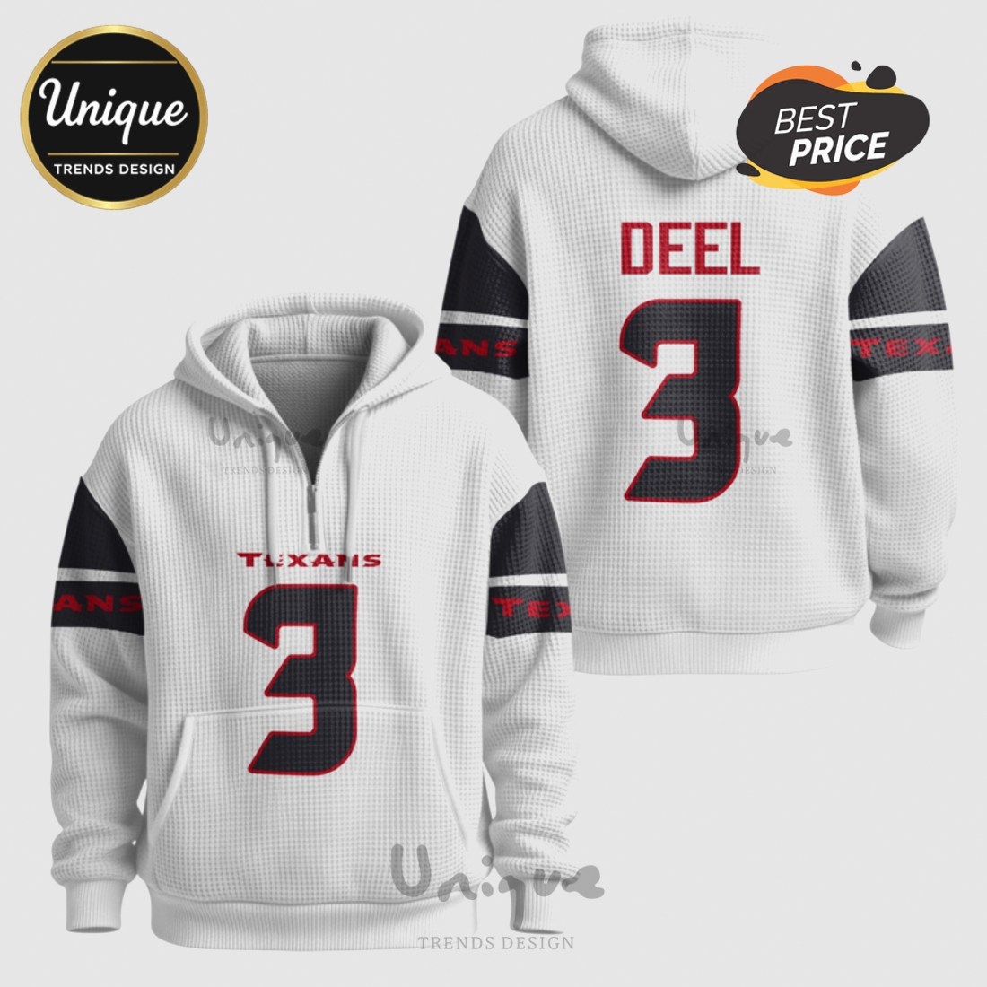 Tank Dell Houston Texans 3 Waffle Quarter Zip Hoodie Tank Dell Houston Texans 3 Waffle Quarter Zip Hoodie
