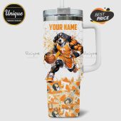 Personalized Tennessee Volunteers tumbler featuring a dog in a basketball uniform and team logos.!