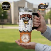 Tumbler featuring the University of Texas logo with 'Hook'em' text and school mascot.!