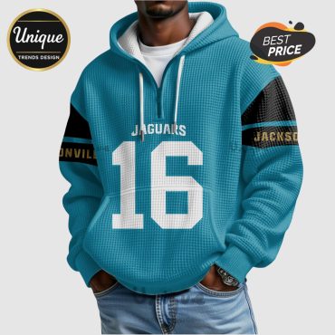 Trevor Lawrence Jacksonville Jaguars  16 NFL Quarter Zip Waffle Hoodie