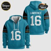 Blue hoodie with Jaguars Lawrence 16 design. Jacksonville text on sleeves.!
