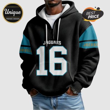Trevor Lawrence Jacksonville Jaguars  16 NFL Waffle Quarter Zip Hoodie
