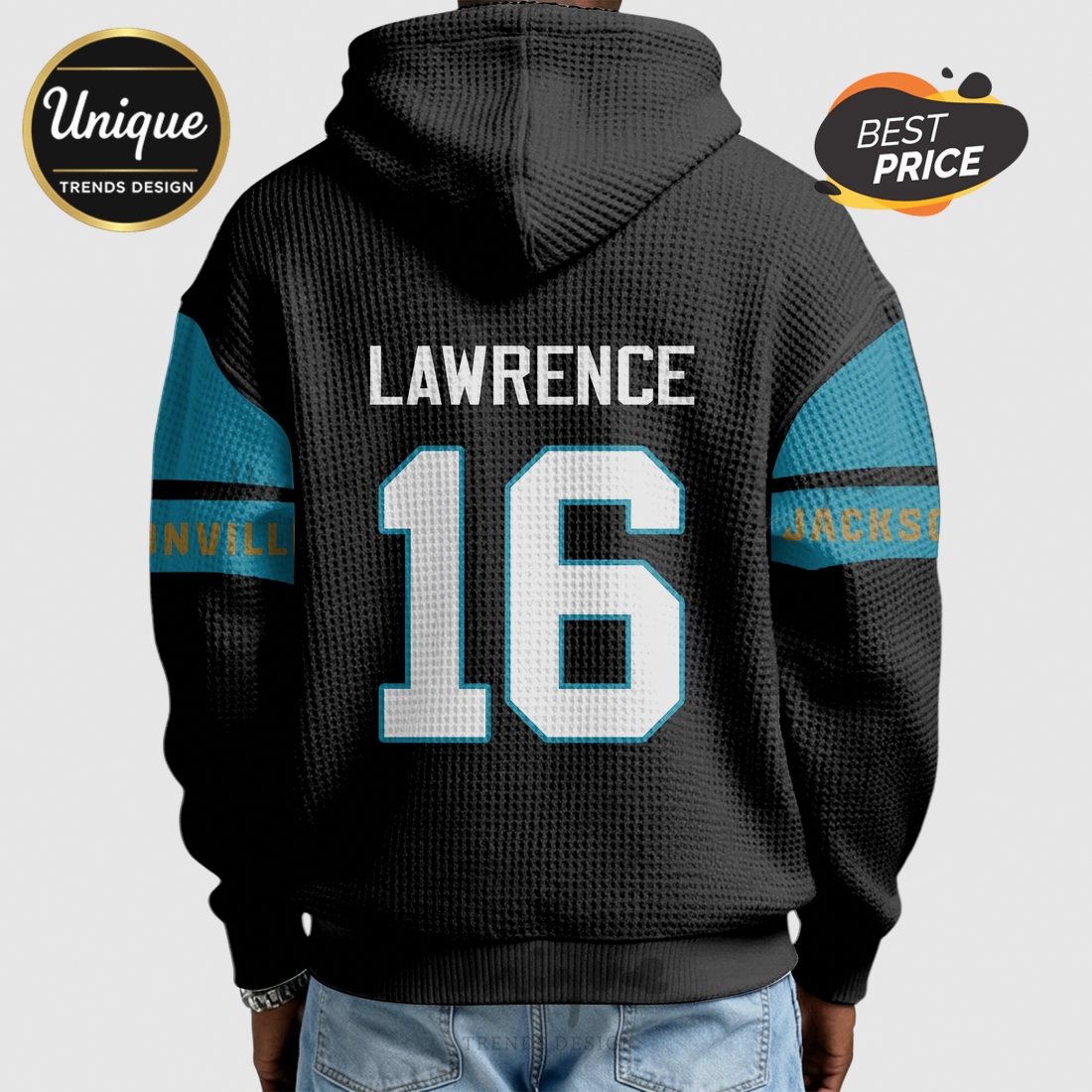 Trevor Lawrence Jacksonville Jaguars 16 NFL Waffle Quarter Zip Hoodie Trevor Lawrence Jacksonville Jaguars 16 NFL Waffle Quarter Zip Hoodie