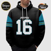 Black quilted hoodie with Jaguars team design and the number 16 on the front.!