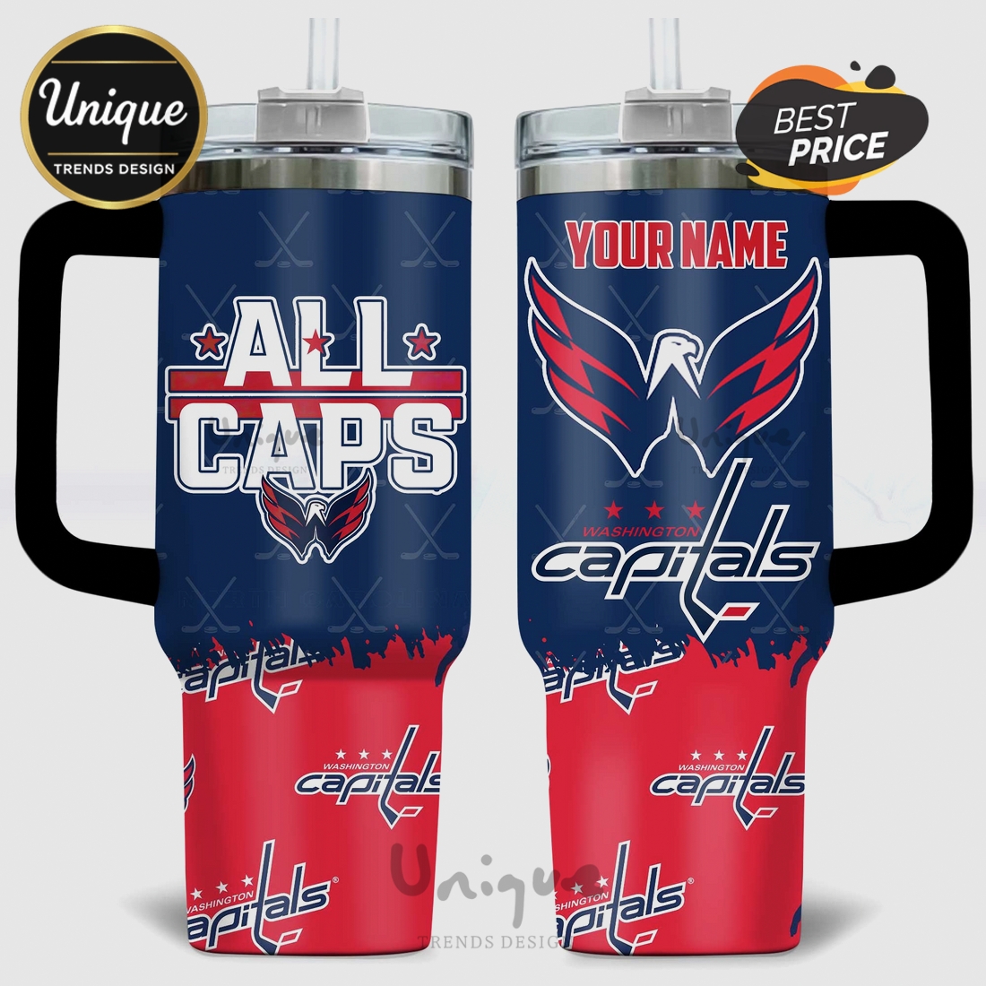 Washington Capitals NHL All Caps Personalized 40oz Tumbler Washington Capitals NHL All Caps Personalized 40oz Tumbler